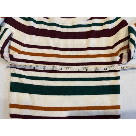 Forever 21 Womens Striped Sweater Dress Long Sleeve Crew Neck White Brown Size L - Picture 7 of 9